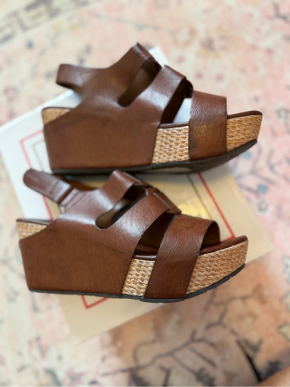 Women's Brown Wedge Sandals - Comfortable Strappy Platform size 8